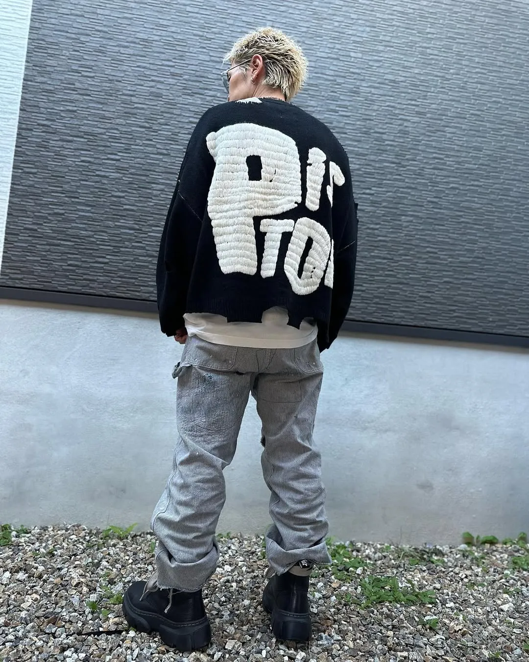 SAINT Mxxxxxx × Sex Pistols SP_CREW KNT/IAMA/BLK SEX PISTOLS band joint model destroyed hand-embroidered sweater, black S-XL, original 85% wool/15% polyester fiber blend, super complex front and rear panels, large-area hand-embroidery, hand-cut destruction treatment, custom-made correct joint main mark/wash mark